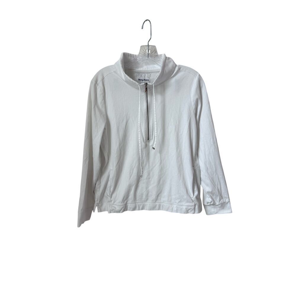 Tommy Bahama Cotton Half Zip Women’s Pullover White Pineapple Size Large